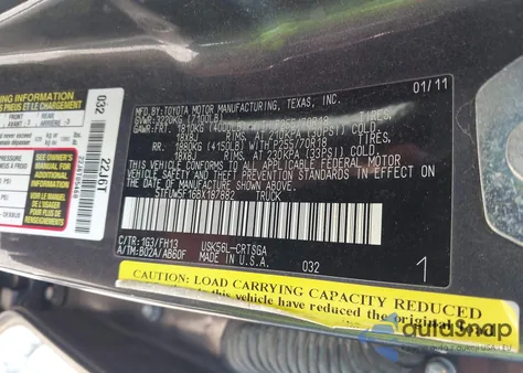 2011 Toyota Tundra Grade 5.7L V8 z USA, uszkodzony, nr VIN 5TFUW5F16BX187882